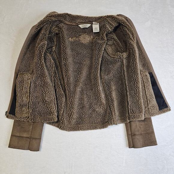 LL Bean Vintage SzM faux suede brown Y2K Floral Embroidered on sleeves n back. - Picture 10 of 16